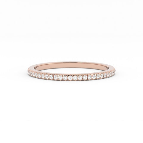 10K Rose Gold Round Natural Diamond Eternity 1.7mm Wedding Band