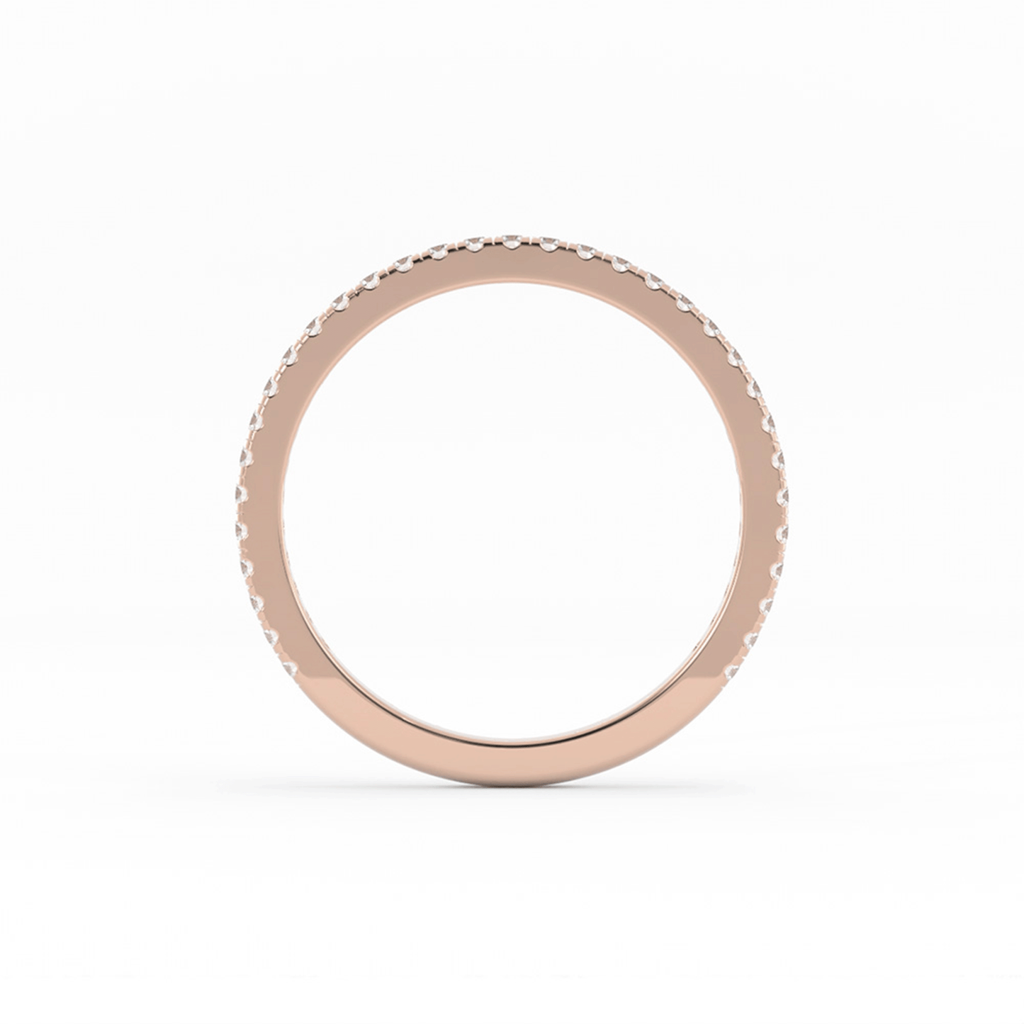 10K Rose Gold Round Three Quarter Pave Lab Grown Diamond Wedding Band
