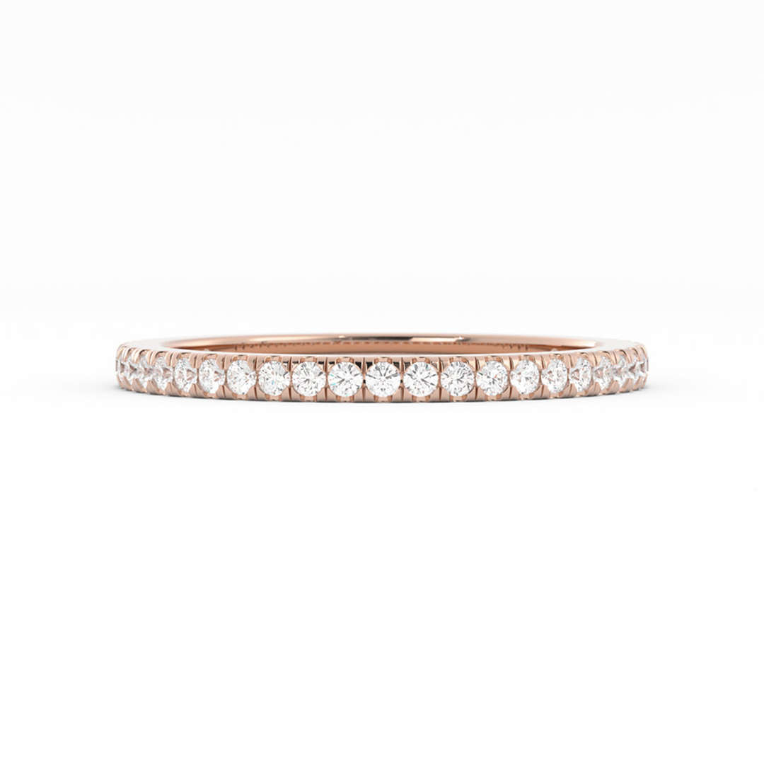 Round Three Quarter Pave Natural Diamond Wedding Band