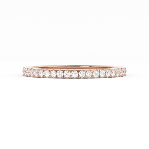 10K Rose Gold Round Three Quarter Pave Natural Diamond Wedding Band