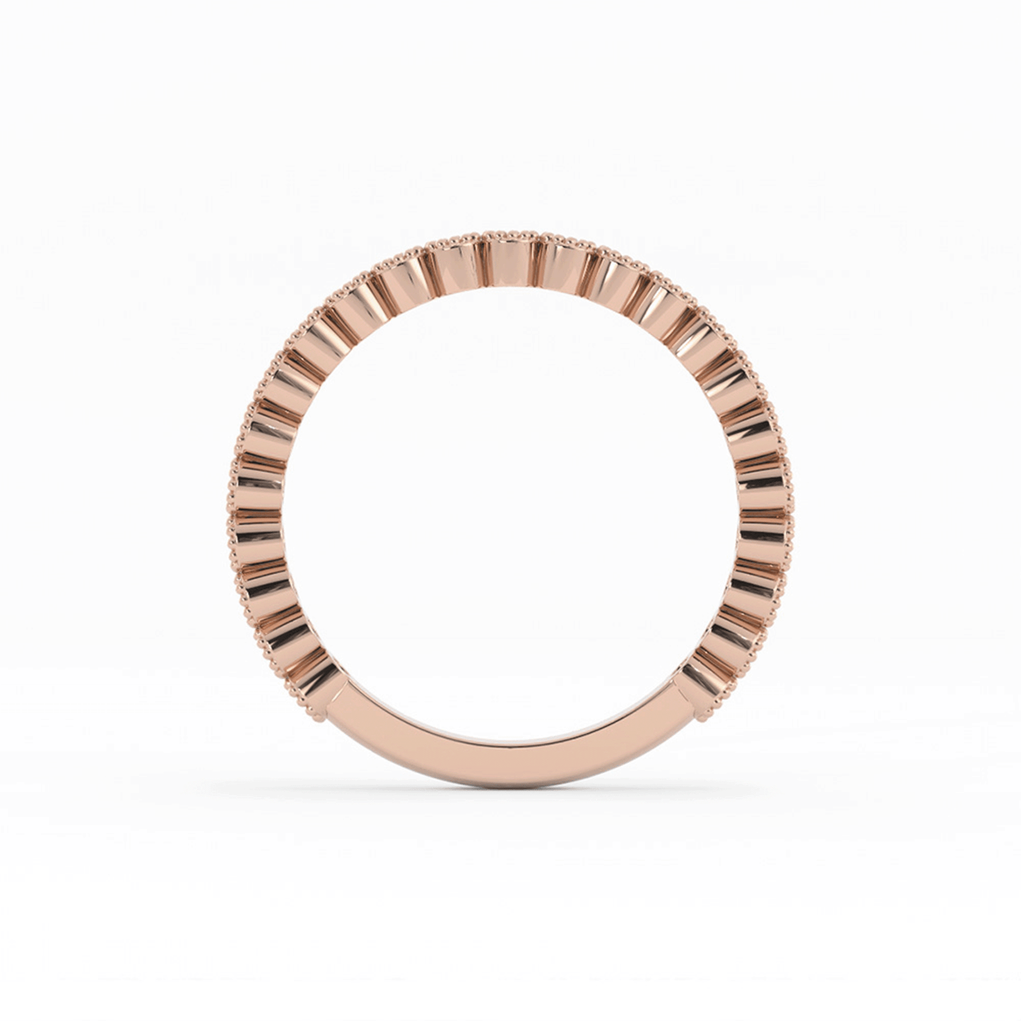 10K Rose Gold Round Three Quarter Milgrain Lab Grown Diamond Wedding Band