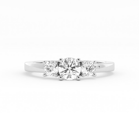 0.5ct Lab Grown Diamond Round Three Stone 10K White Gold Engagement Ring