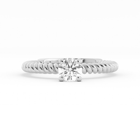 0.5ct Lab Grown Diamond Rope Solitaire 10K White Gold Engagement Ring