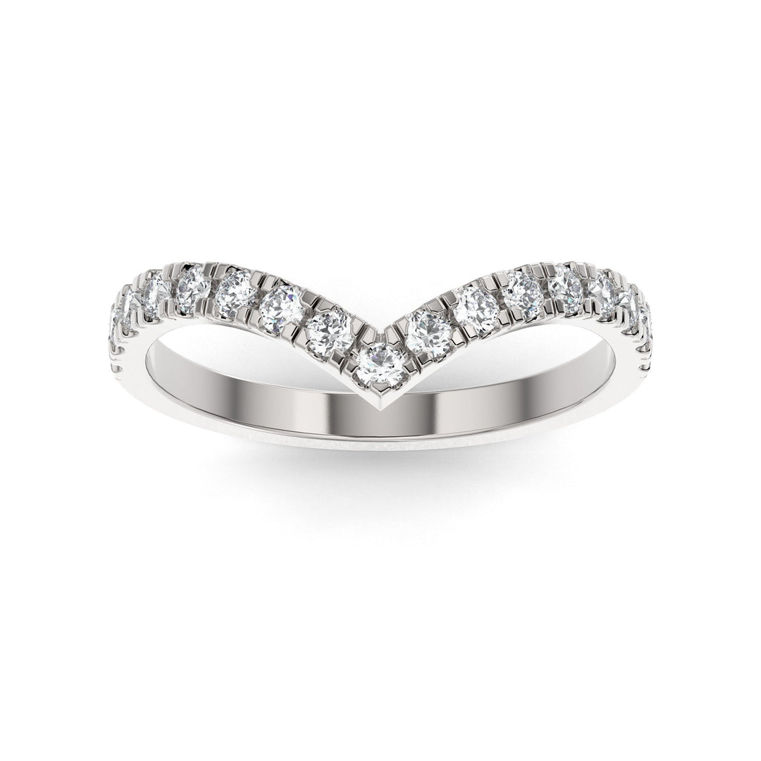 10K White Gold Contour Half Shank Lab Grown Diamond Wedding Band