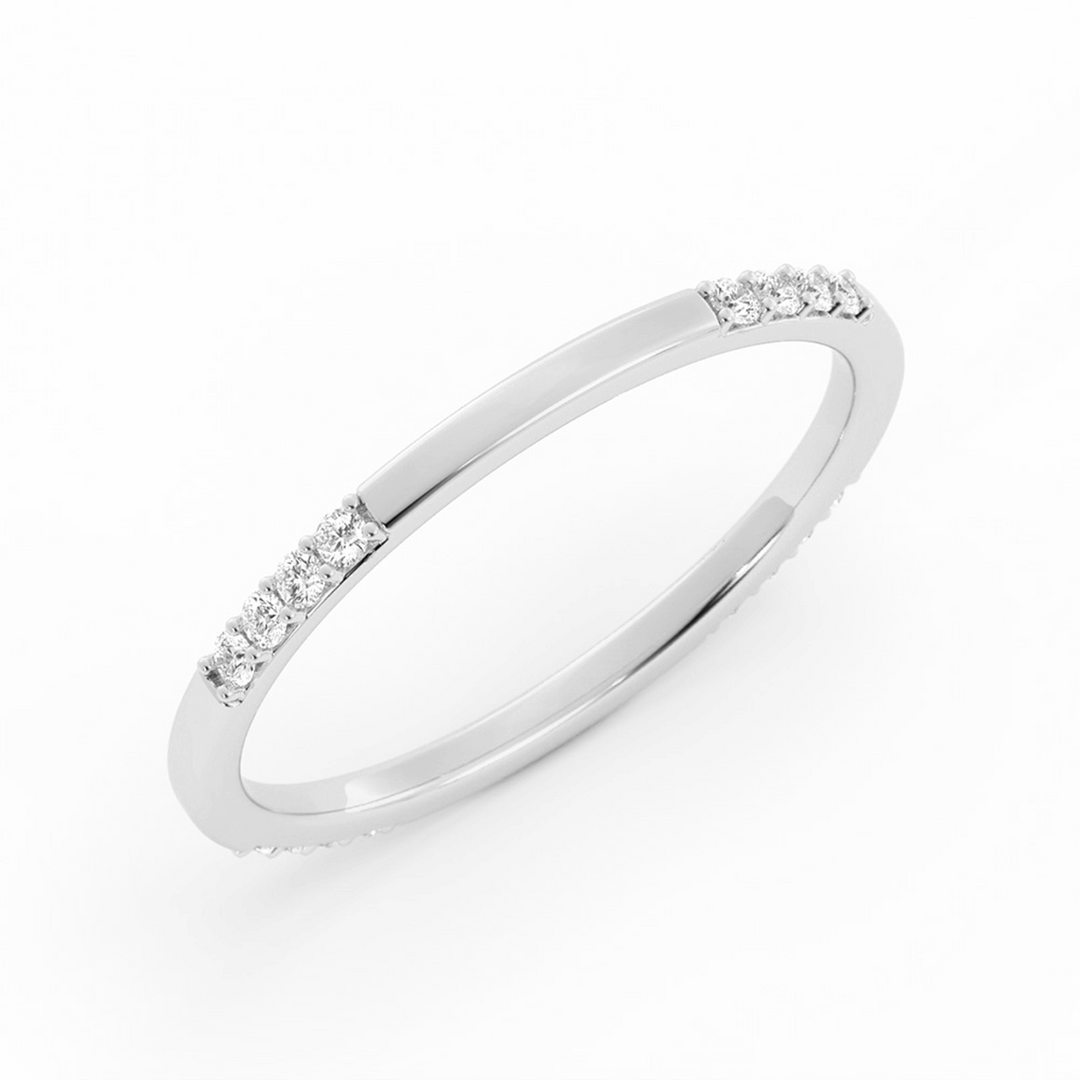 10K White Gold Round 16 Grouped Natural Diamond Wedding Band