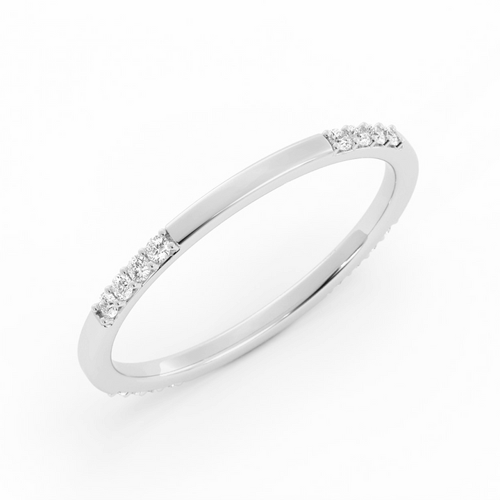 10K White Gold Round 16 Grouped Natural Diamond Wedding Band