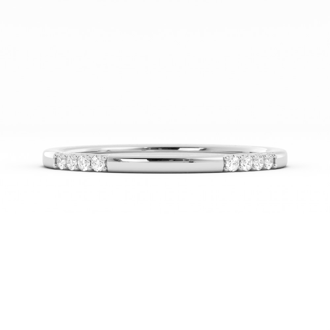10K White Gold Round 16 Grouped Natural Diamond Wedding Band
