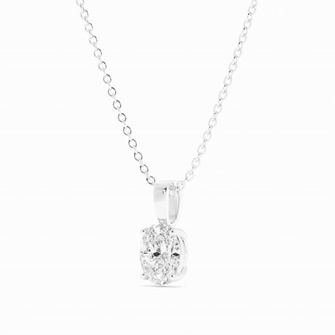 1.0ct Moissanite Solitaire Oval 10K White Gold Necklace