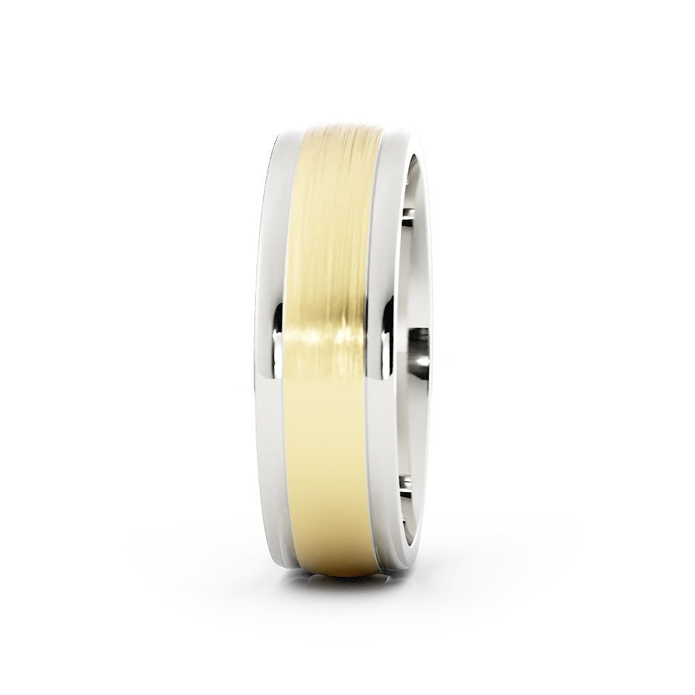 Two-Tone 10K White/Yellow Gold Satin 6mm Wedding Band