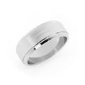 10K White Gold Satin Beveled Step-Down Edge 7mm Wedding Band