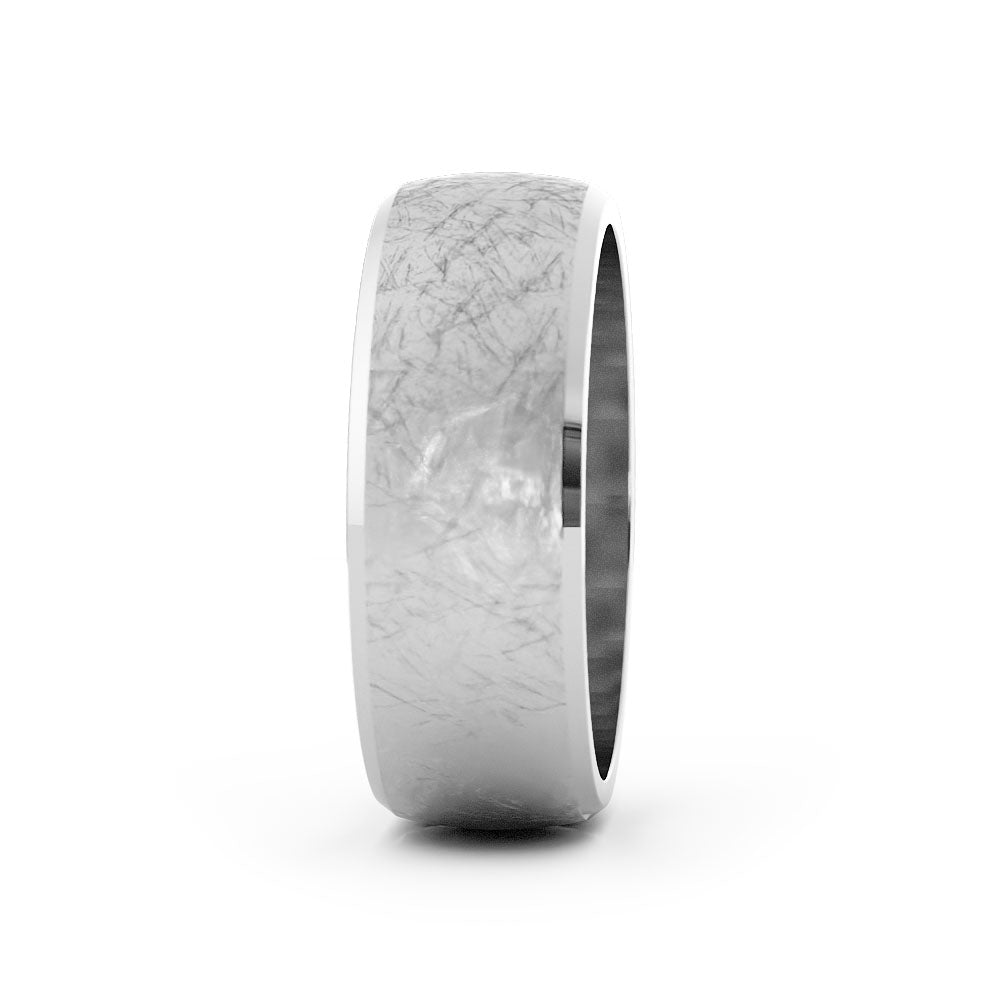 10K White Gold Scratch Domed with Slanted Edge 7mm Wedding Band