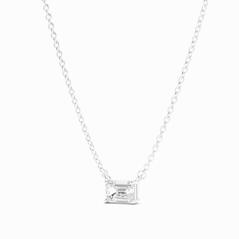 0.5ct Lab Grown Diamond Petite Emerald Cut Solitaire 10K White Gold Necklace