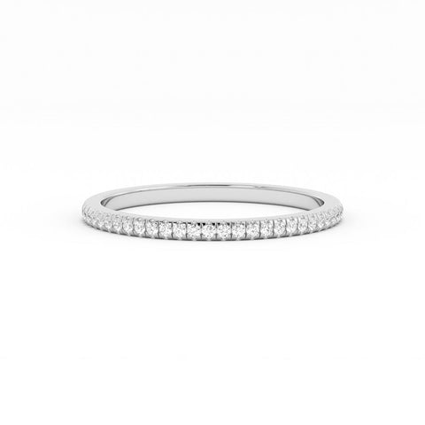 10K White Gold Round Natural Diamond Eternity 1.7mm Wedding Band