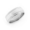 10K White Gold Newport Layered Satin Step-Down Edge 7mm Wedding Band