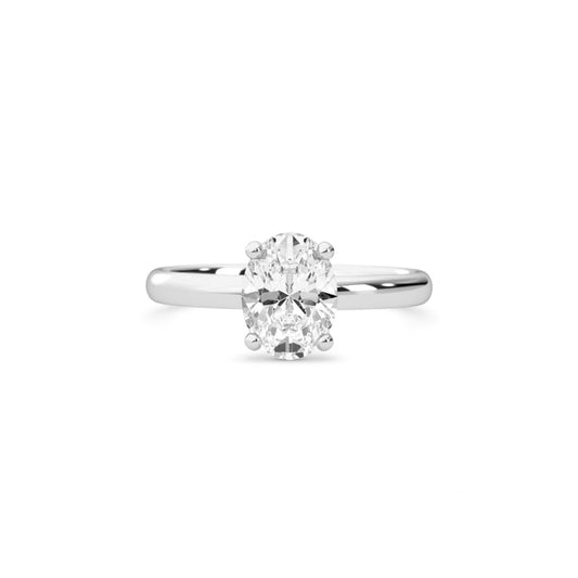 1.09ct Moissanite Oval Solitaire 10K White Gold Engagement Ring