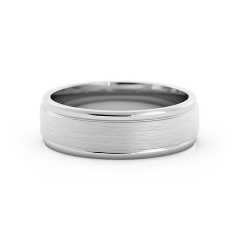 10K White Gold Satin Step-Down Edge 6mm Wedding Band