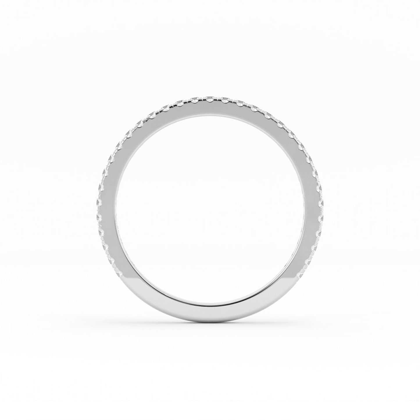 10K White Gold Round Three Quarter Pave Natural Diamond Wedding Band