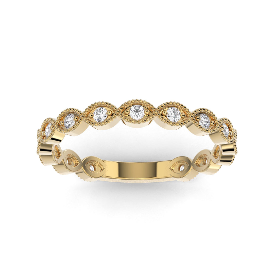10K Yellow Gold Three Quarter Shank Lab Grown Diamond Wedding Band