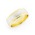 Two-Tone 10K Yellow/White Gold Newport Layered Satin Step-Down Edge 7mm Wedding Band