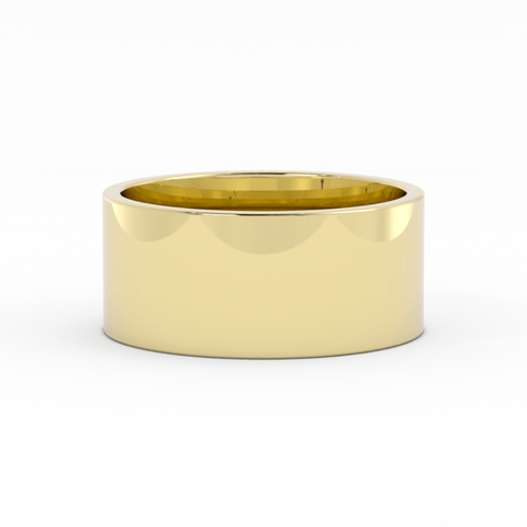 10K Yellow Gold 10mm Flat Comfort Fit Wedding Band