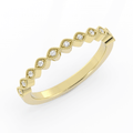 10K Yellow Gold Round Half Shank Eyelet Milgrain Natural Diamond Wedding Band
