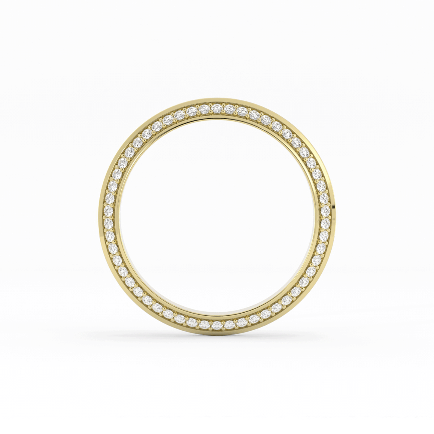 10K Yellow Gold Round Double Knife Edge Lab Grown Diamond Wedding Band