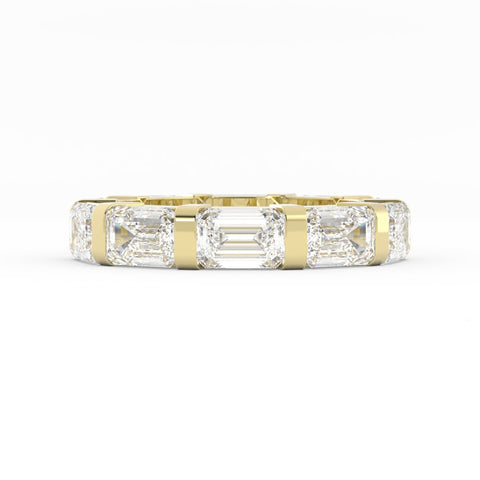 10K Yellow Gold Lab Grown Emerald Cut Eternity 4mm Wedding Band