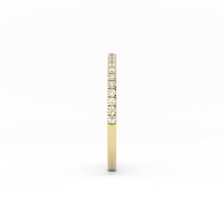 10K Yellow Gold Round Pave Half Shank Lab Grown Diamond Wedding Band