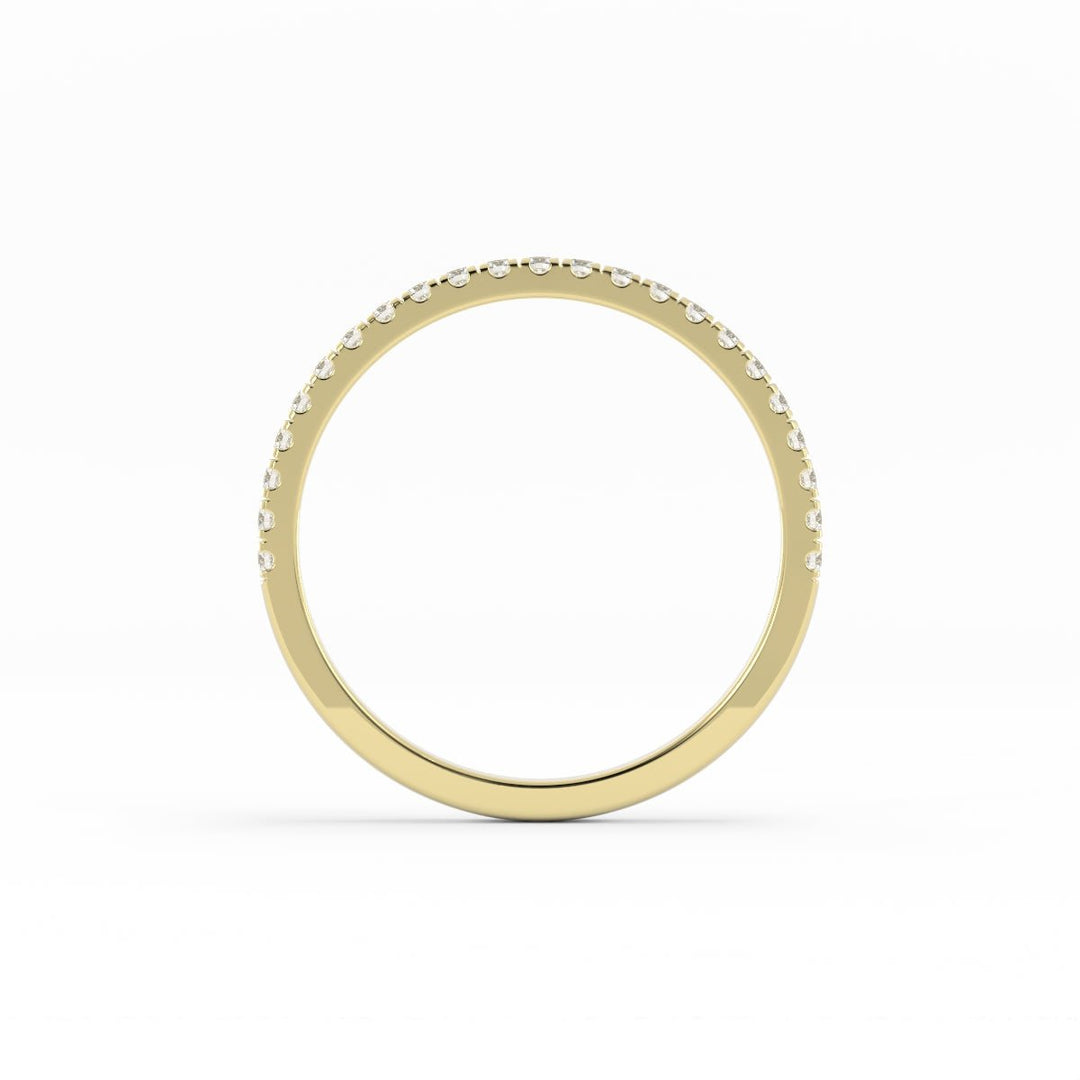 10K Yellow Gold Round Pave Half Shank Lab Grown Diamond Wedding Band