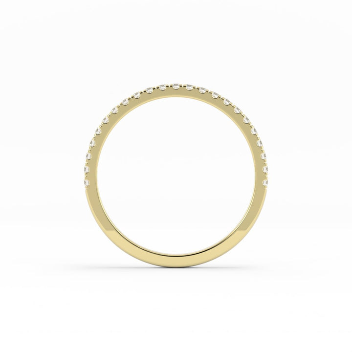 10K Yellow Gold Round Pave Half Shank Lab Grown Diamond Wedding Band