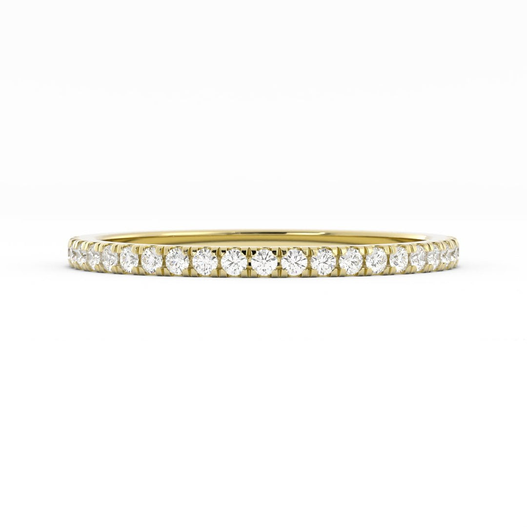 10K Yellow Gold Round Pave Half Shank Lab Grown Diamond Wedding Band