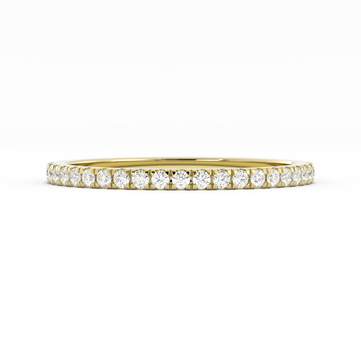 10K Yellow Gold Round Pave Half Shank Lab Grown Diamond Wedding Band