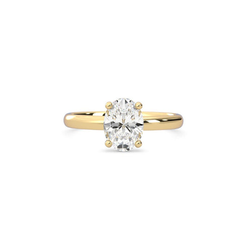 1.09ct Moissanite Oval Solitaire 10K Yellow Gold Engagement Ring