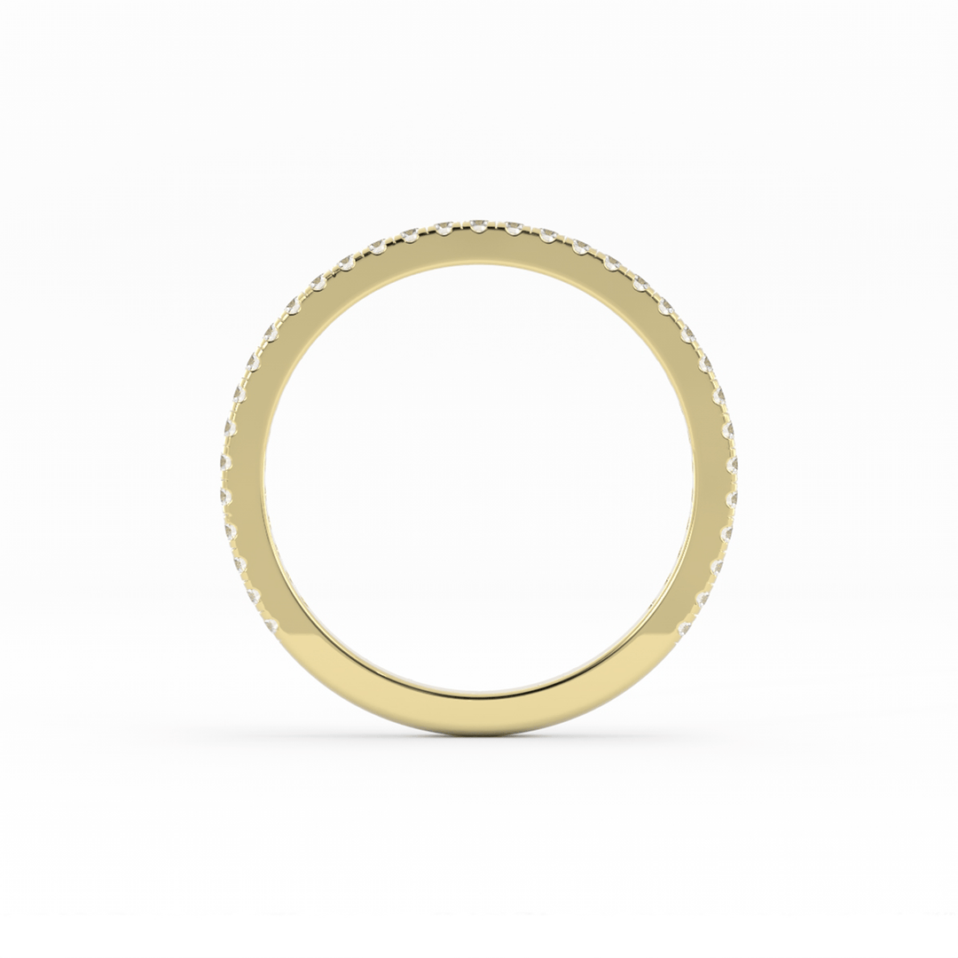 10K Yellow Gold Round Three Quarter Pave Lab Grown Diamond Wedding Band