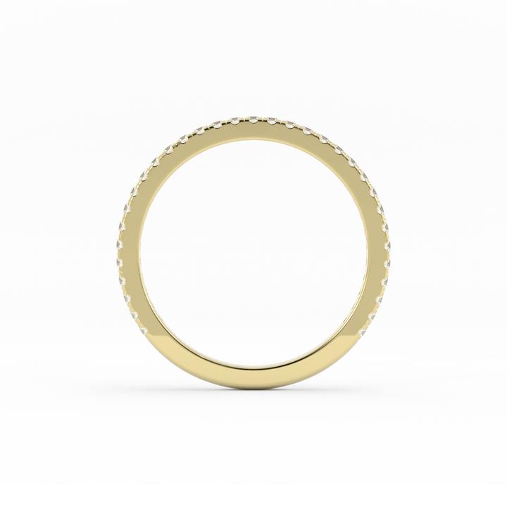 10K Yellow Gold Round Three Quarter Pave Lab Grown Diamond Wedding Band