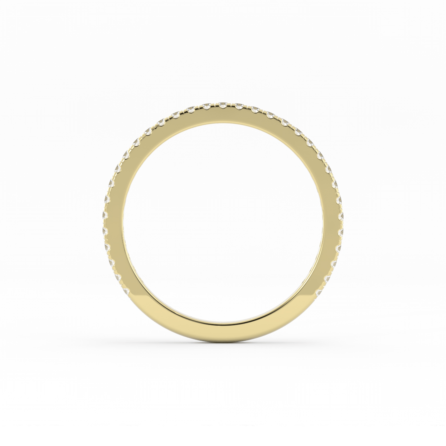 10K Yellow Gold Round Three Quarter Pave Lab Grown Diamond Wedding Band