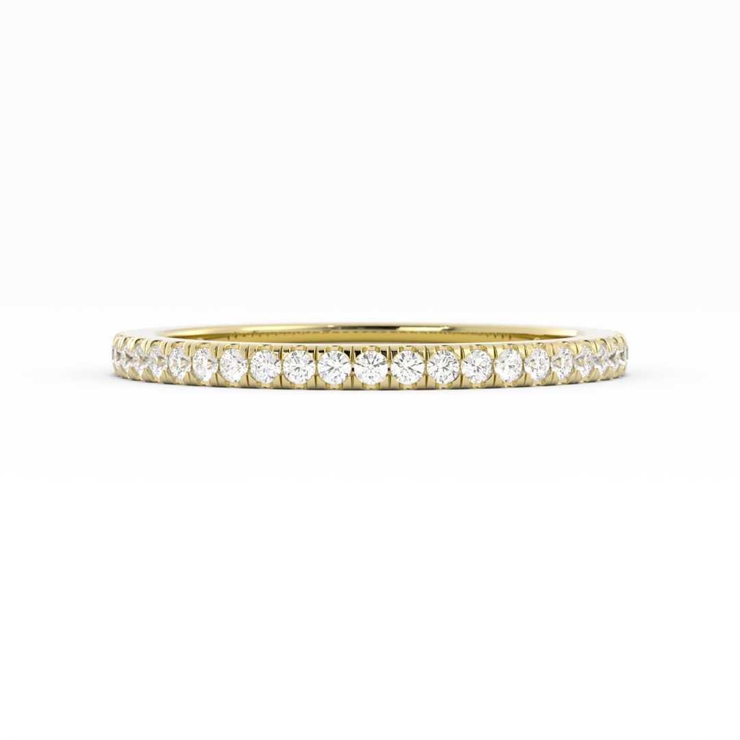 10K Yellow Gold Round Three Quarter Pave Lab Grown Diamond Wedding Band