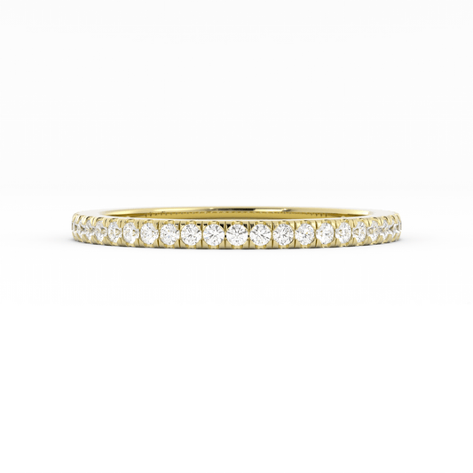 10K Yellow Gold Round Three Quarter Pave Lab Grown Diamond Wedding Band