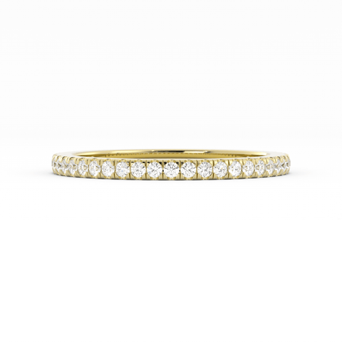 10K Yellow Gold Round Three Quarter Pave Lab Grown Diamond Wedding Band