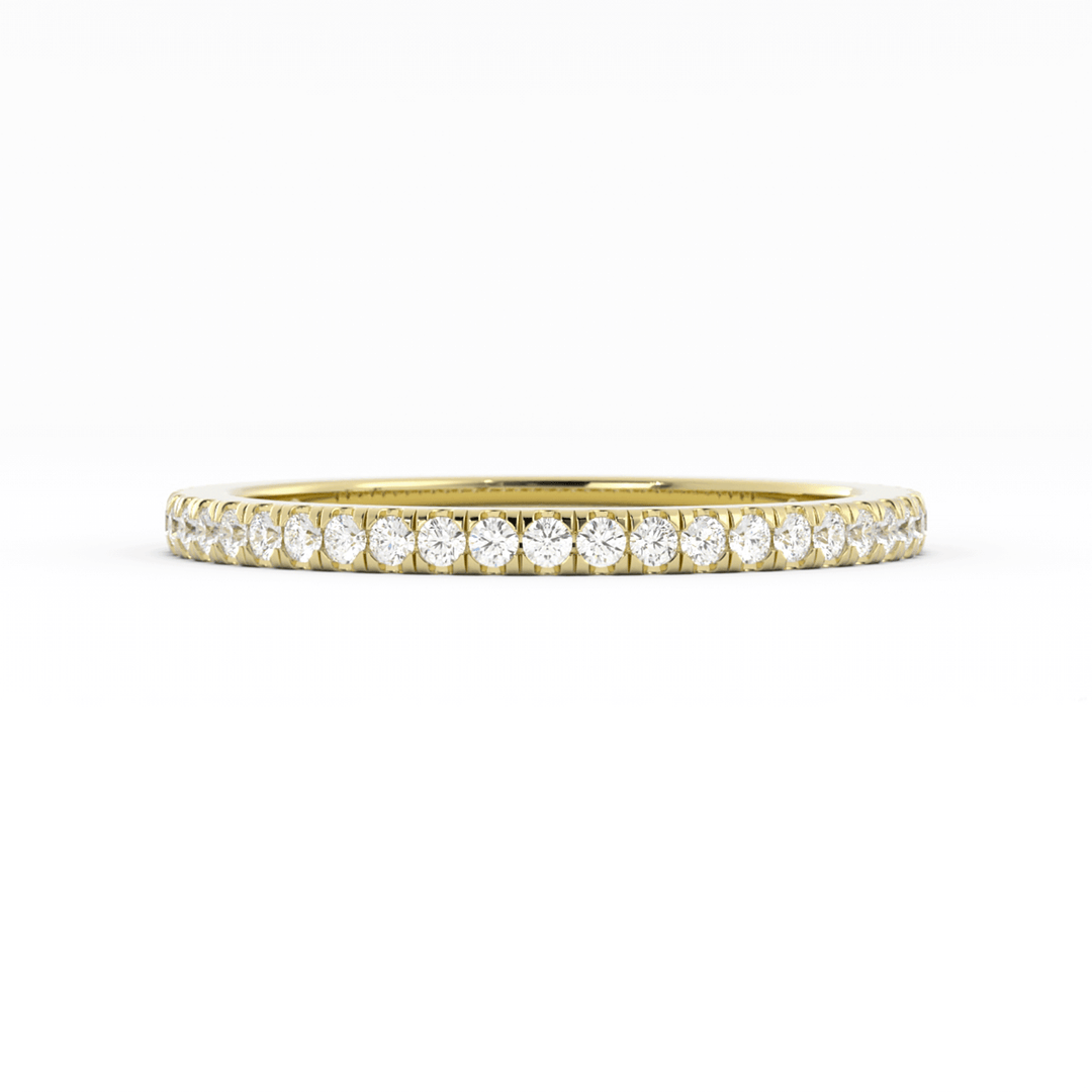 Round Three Quarter Pave Natural Diamond Wedding Band