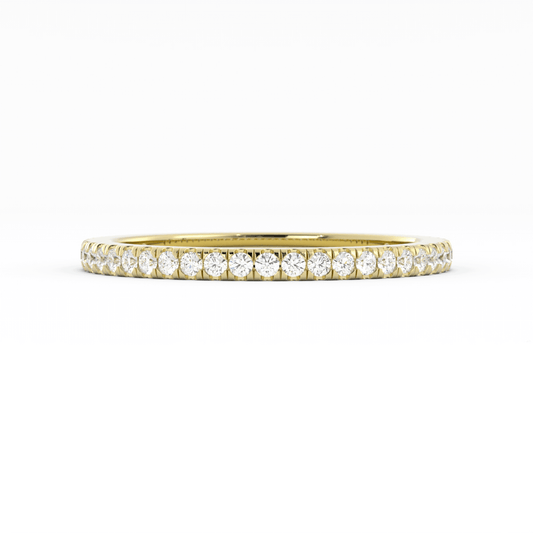 10K Yellow Gold Round Three Quarter Pave Natural Diamond Wedding Band