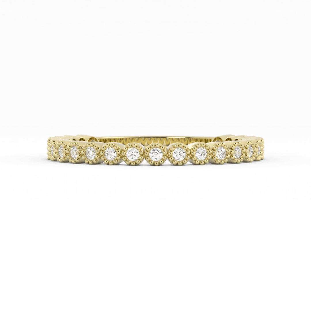 Round Three Quarter Round Milgrain Lab Grown Diamond Wedding Band