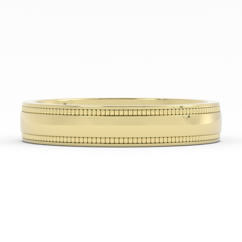 10K Yellow Gold 4mm Milgrain Domed Comfort Fit Wedding Band