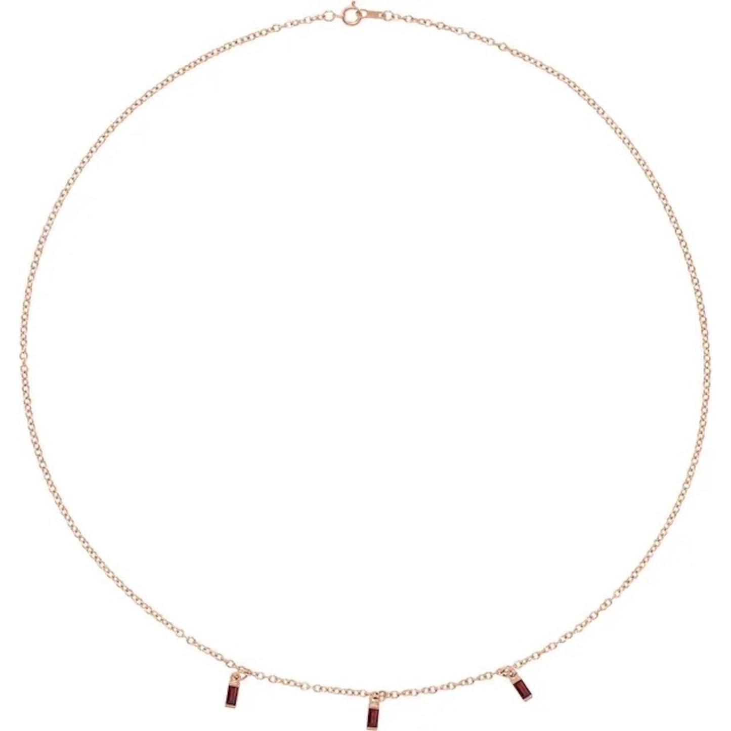 0.484 ct Garnet Three Stone Mozambique 14K Rose Gold Necklace