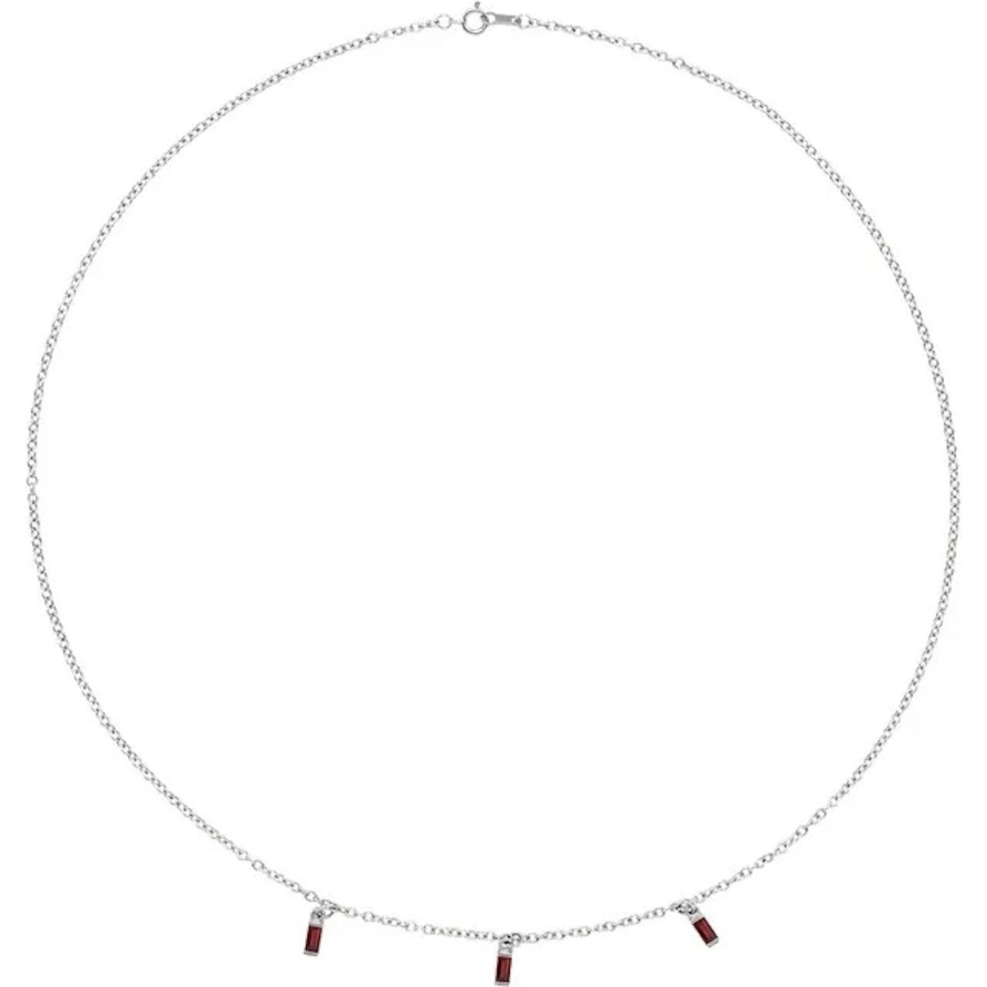 0.484 ct Garnet Three Stone Mozambique 14K White Gold Necklace
