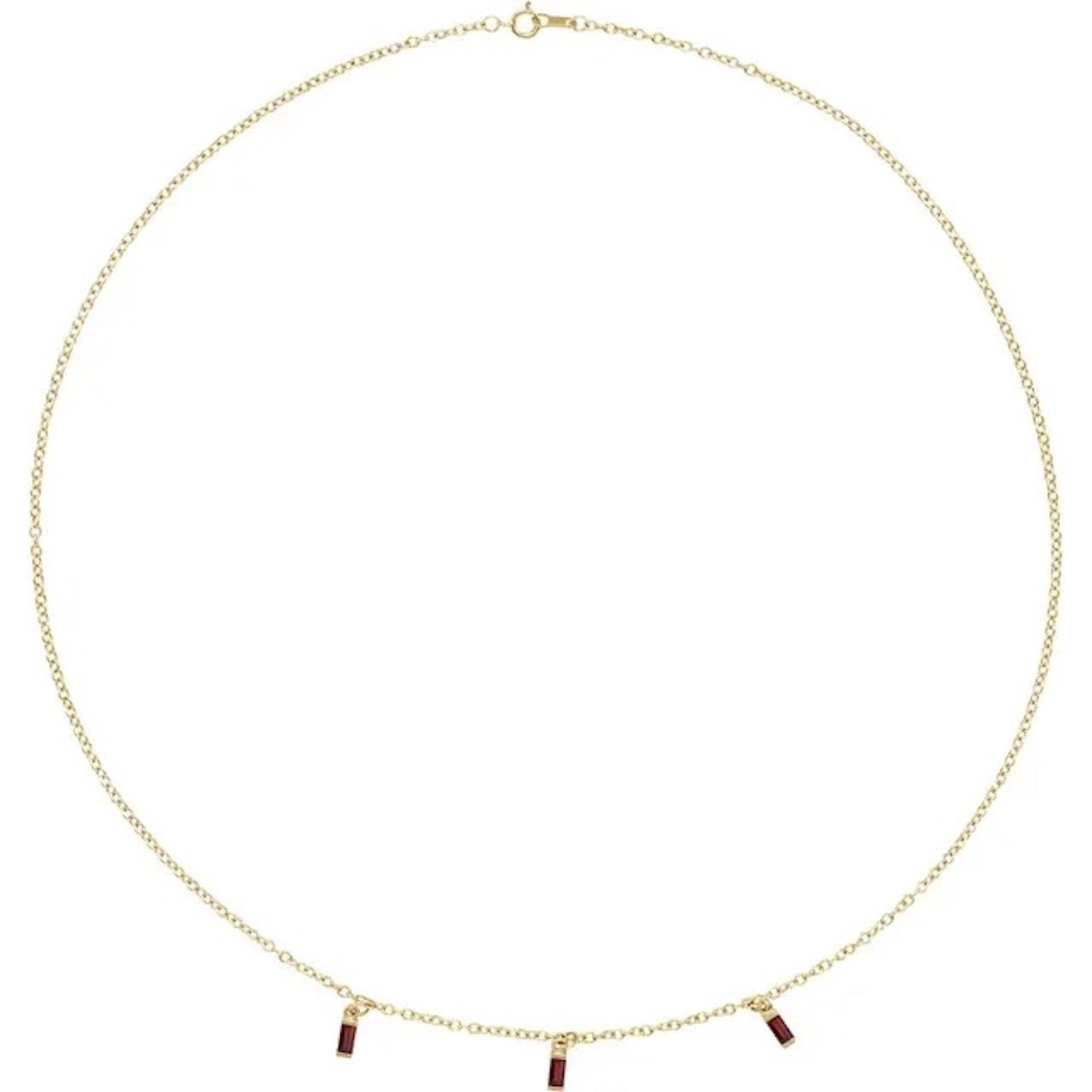0.484 ct Garnet Three Stone Mozambique 14K Yellow Gold Necklace