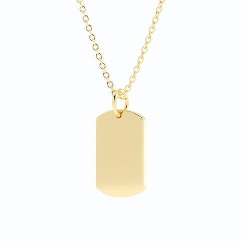 14K Gold Plated Engravable Dogtag Pendant Necklace