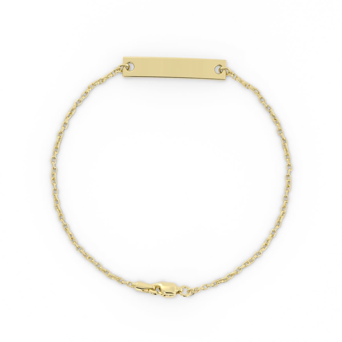 14K Gold Plated Engravable Horizontal Bar Bracelet