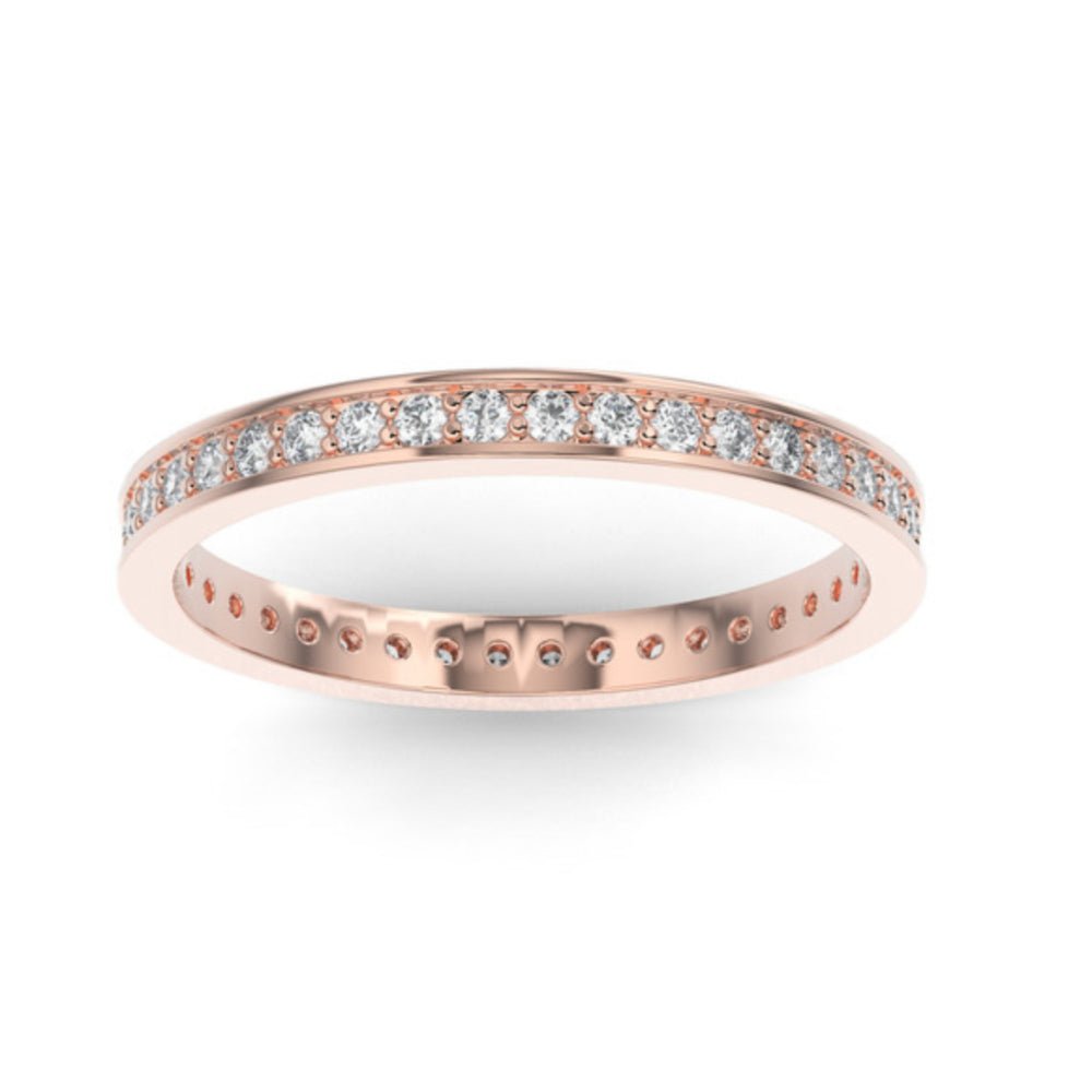 14K Rose Gold Round Eternity Lab Grown Diamond Wedding Band