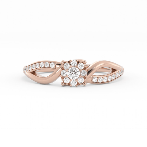 Lab Grown Diamond Split Halo 14K Rose Gold Engagement Ring